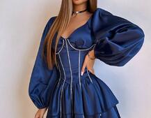 Комплект: сукня з подвійною спідницею + корсет, декорований стразами    | PUSHKA SHOP