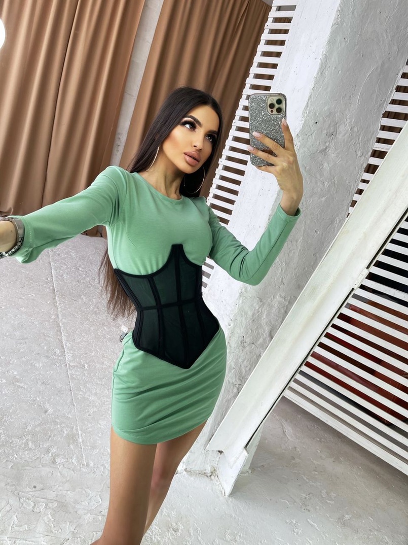 Трикотажное платье в комплекте с утягивающим корсетом  Трикотажное платье в комплекте с утягивающим корсетом  | PUSHKA SHOP