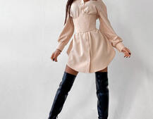 Платье-рубашка с корсетом на косточках со шнуровкой Платье-рубашка с корсетом на косточках со шнуровкой | PUSHKA SHOP