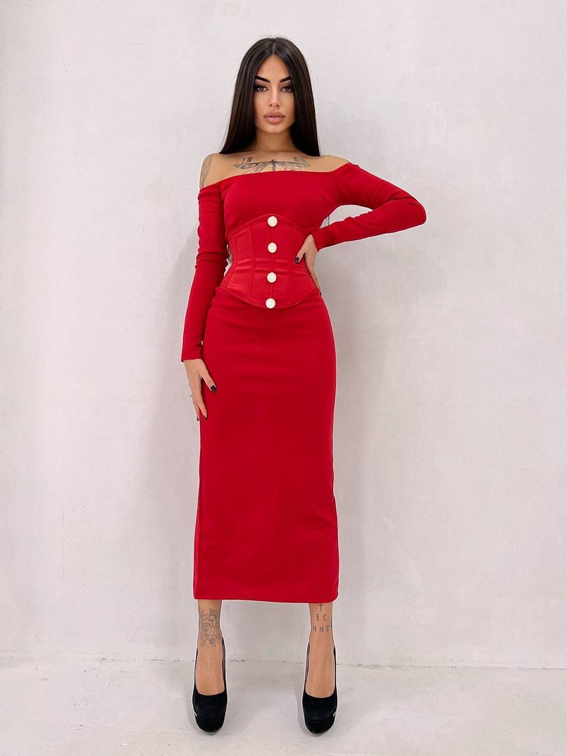 Сукня міді  + атласний корсет | PUSHKA SHOP