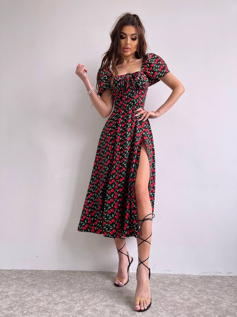 Сукня- міді  з принтом  Сукня- міді  з принтом  | PUSHKA SHOP