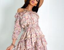 Шифоновое платье с рюшами на подкладке с корсетом Шифоновое платье с рюшами на подкладке с корсетом | PUSHKA SHOP