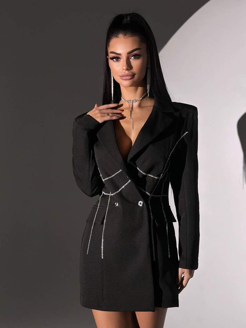 Сукня-піджак, декорована стразами  Ручна робота  | PUSHKA SHOP