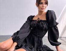 Сукня з воланами та шнурівкою  по спинці | PUSHKA SHOP