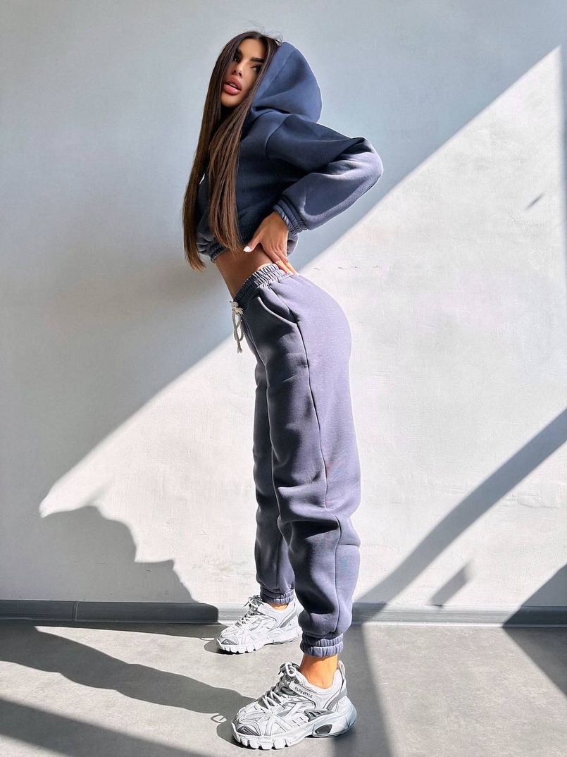 Базовий костюм на флісі з об'ємними капюшоном | PUSHKA SHOP