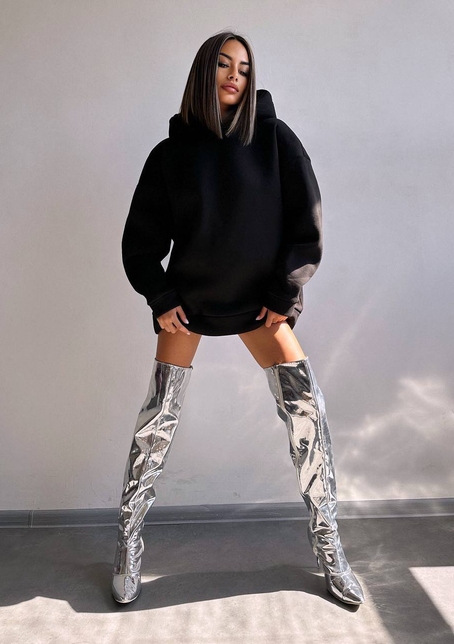 Трендове худі over size із сяючими стразами  | PUSHKA SHOP