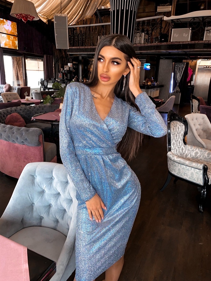 Платье-футляр из голографического трикотажа с люрексом  Платье-футляр из голографического трикотажа с люрексом  | PUSHKA SHOP