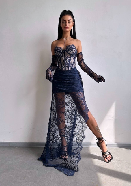 Корсетна сукня максі з рукавичками  | PUSHKA SHOP