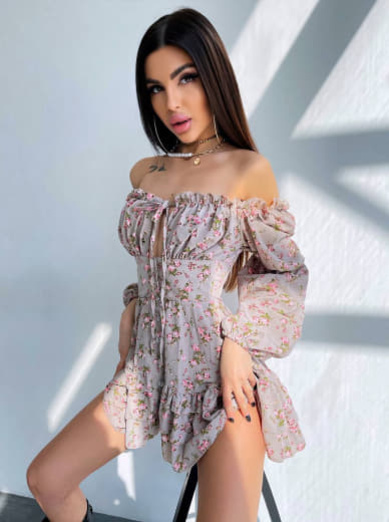 Сукня з квітковим принтом з воланами на ґудзиках Сукня з квітковим принтом з воланами на ґудзиках | PUSHKA SHOP