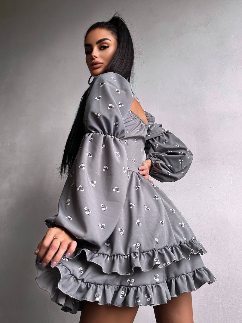 Сукня з квітковим принтом з воланами на ґудзиках  Сукня з квітковим принтом з воланами на ґудзиках  | PUSHKA SHOP