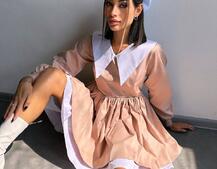 Котонова сукня з комірцем + бант  | PUSHKA SHOP