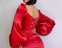 Атласний  комплект: корсет + спідниця з драпіруванням | PUSHKA SHOP