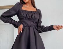 Платье с объемными рукавами из хлопка  | PUSHKA SHOP