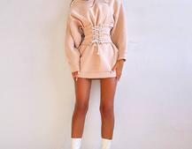 Тепле затишне худі over-size на флісі + корсет на шнурівці Можна носити з корсетом та без | PUSHKA SHOP