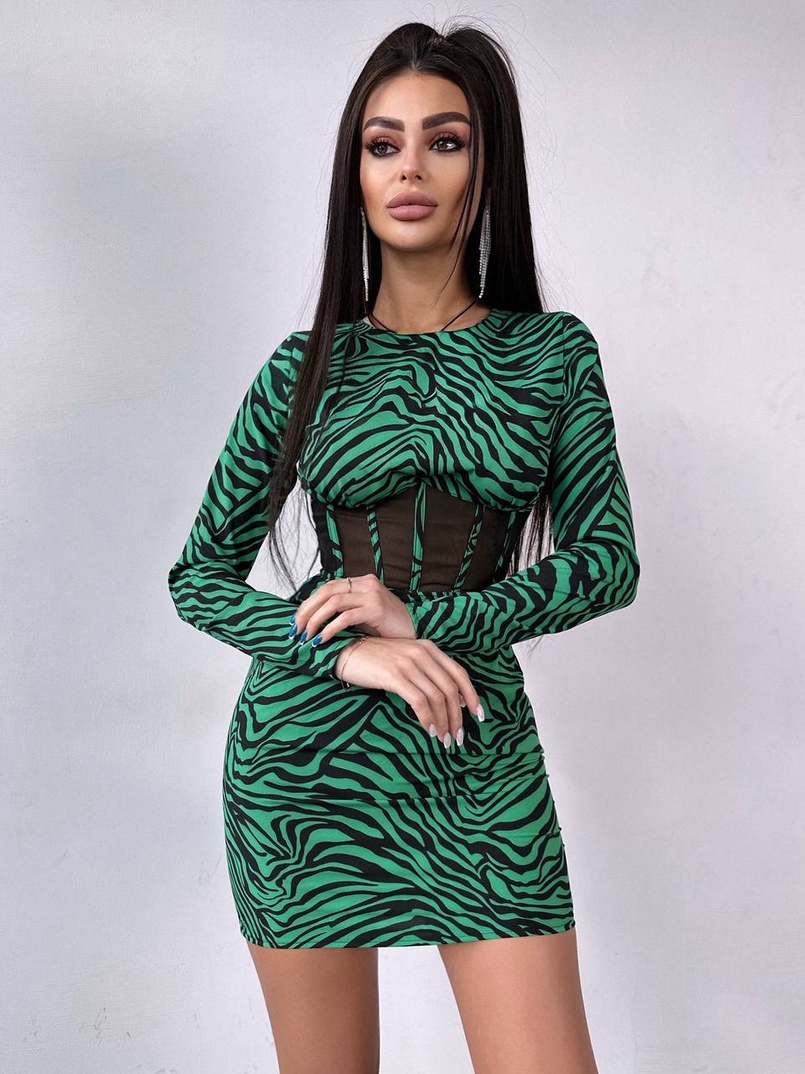 Приталена сукня-міні з корсетною вставкою на талії | PUSHKA SHOP