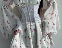 Шифонова сукня на підкладці з розкльошеними рукавами з асиметричною спідницею + корсет декорований стразами Шифонова сукня на підкладці з розкльошеними рукавами з асиметричною спідницею + корсет декорований стразами | PUSHKA SHOP