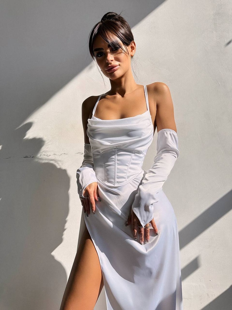 Комплект: корсет з рукавичками + спідниця максі з драпіруванням   | PUSHKA SHOP