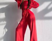 Велюровий комплект трійка: кофта + корсет на блискавці+ штани | PUSHKA SHOP