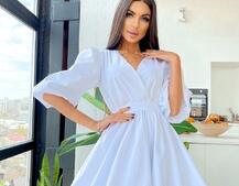 Воздушное коттоновое платье с пышной юбкой и объемными рукавами  | PUSHKA SHOP