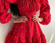 Квіткова сукня з воланами та шнуровкою по спинці Квіткова сукня з воланами та шнуровкою по спинці | PUSHKA SHOP