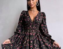 Сукня міні з пишною спідницею та драпіруванням на талії | PUSHKA SHOP