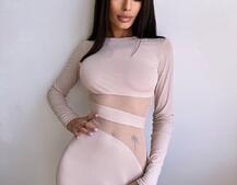 Сукня міді  із вставками сітки  | PUSHKA SHOP