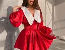 Сукня з коміром та об'ємними рукавами з широким поясом Сукня з коміром та об'ємними рукавами з широким поясом | PUSHKA SHOP