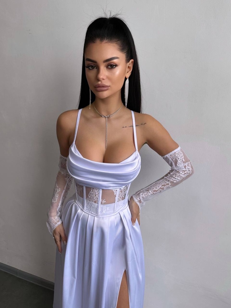 Атласний комплект: корсет + спідниця максі  | PUSHKA SHOP