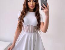 Сукня-міні  з елементами корсету  та спідницею солнцем | PUSHKA SHOP