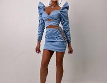 Сукня міні з драпіруванням, декорована стразами  | PUSHKA SHOP