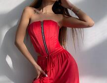 Велюровий комплект трійка: кофта + корсет на блискавці+ штани | PUSHKA SHOP