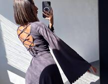 Трикотажна сукня зі шнурівкою на спинці    | PUSHKA SHOP