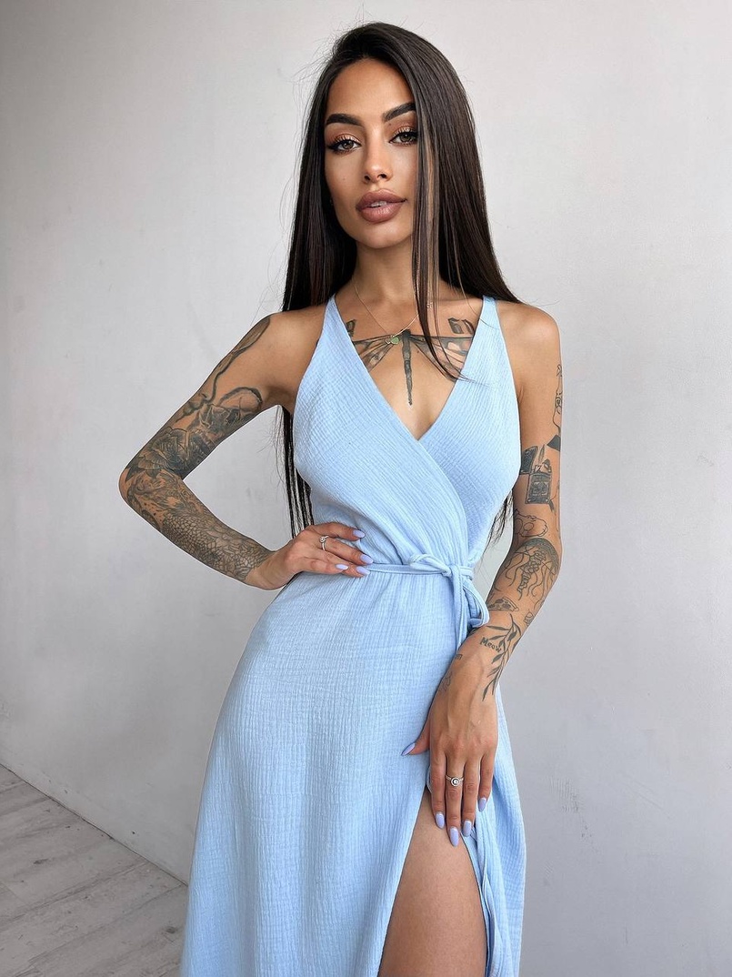 Муслиновое платье с запахом Муслиновое платье с запахом | PUSHKA SHOP