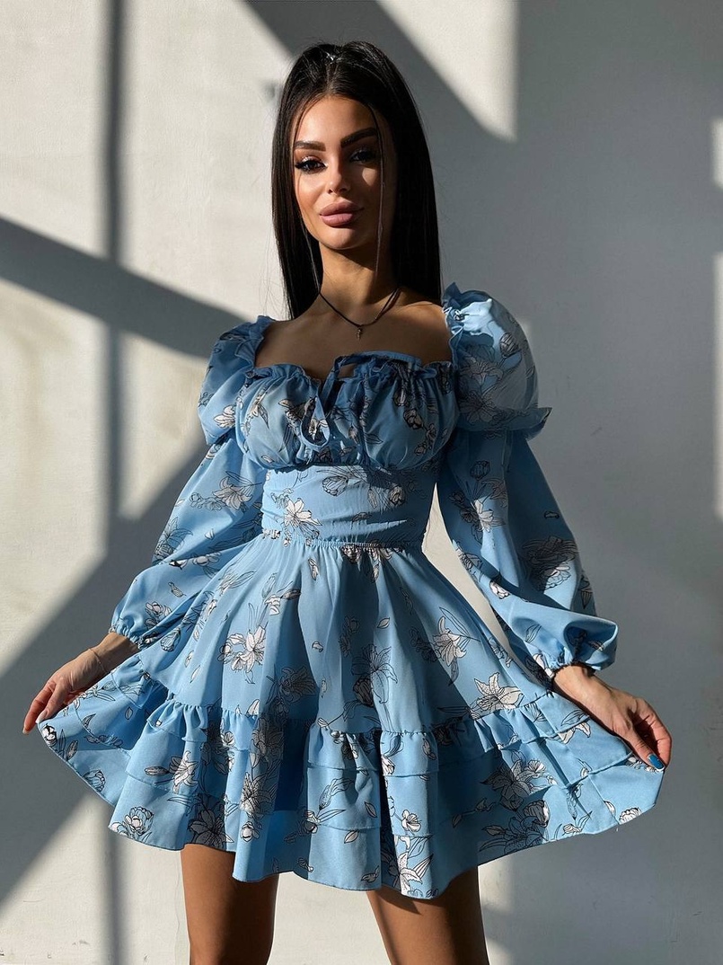 Квіткова сукня з воланами та шнуровкою по спинці | PUSHKA SHOP