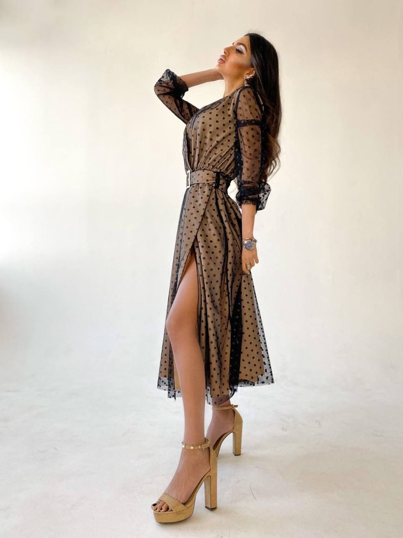 Платье миди с блестками  | PUSHKA SHOP