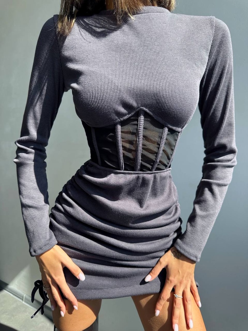 Сукня-міні  з елементами корсету  Довжину спідниці можна регулювати  | PUSHKA SHOP