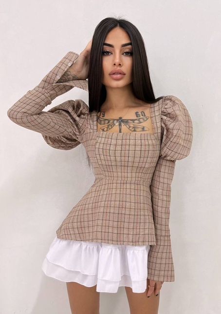 Сукня з об'ємними рукавами + спідниця з воланами | PUSHKA SHOP