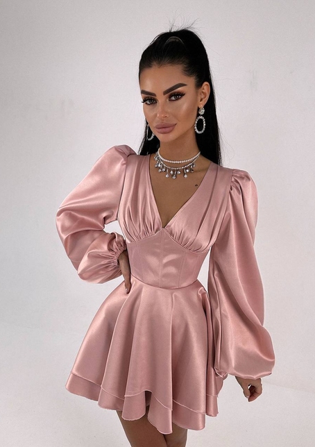 Атласна корсетна сукня  з пишною подвійною спідницею  | PUSHKA SHOP