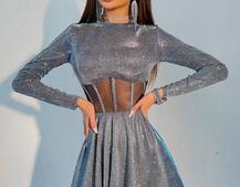 Приталена блискуча сукня з корсетною вставкою та пишною спідницею-сонцем Приталена блискуча сукня з корсетною вставкою та пишною спідницею-сонцем | PUSHKA SHOP