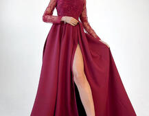 Платье макси с кружевным верхом и разрезом на юбке  Платье макси с кружевным верхом и разрезом на юбке  | PUSHKA SHOP