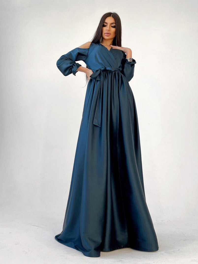 Шелковое платье макси с разрезом  Шелковое платье макси с разрезом  | PUSHKA SHOP