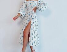 Сукня -міді зі шнурівкою на спинці та розрізом на ніжці | PUSHKA SHOP