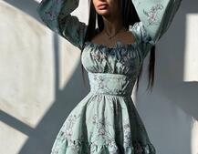 Квіткова сукня з воланами та шнуровкою по спинці | PUSHKA SHOP