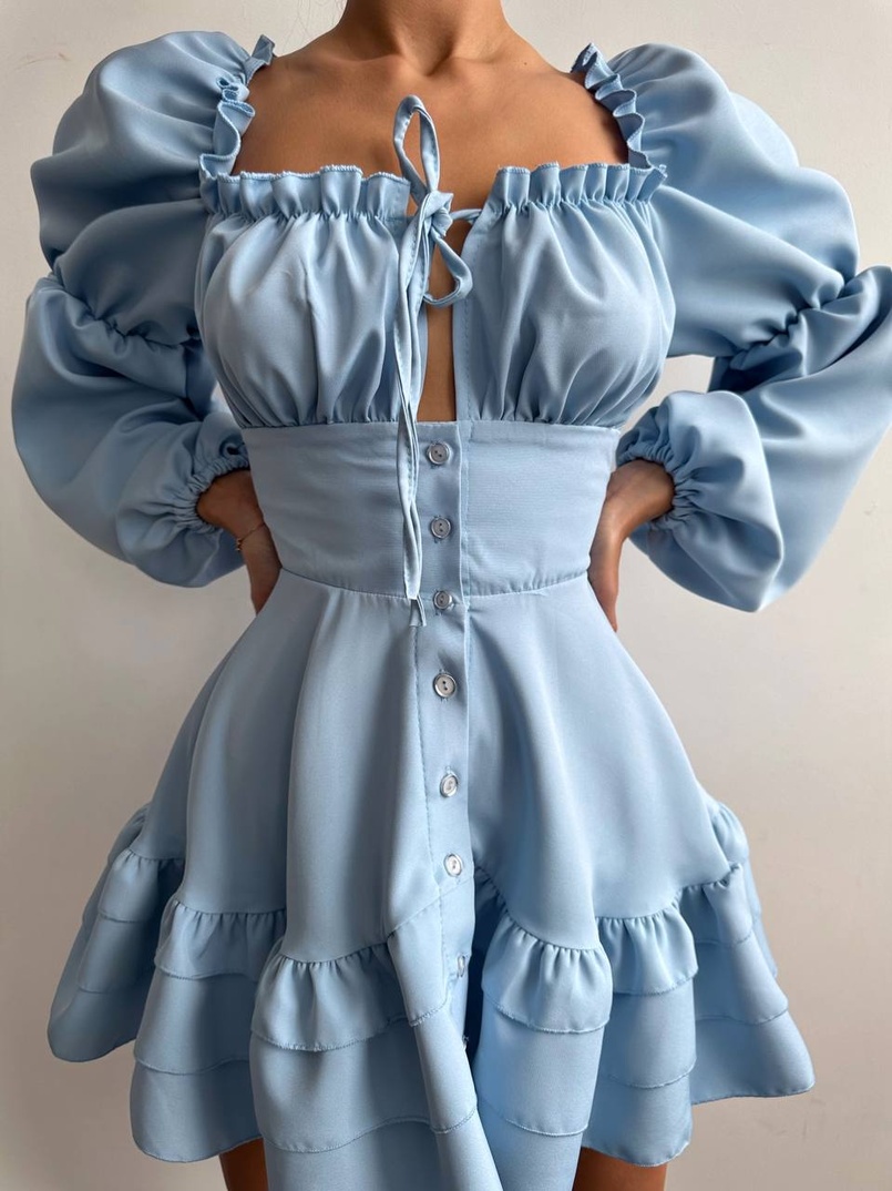 Сукня з воланами на ґудзиках  | PUSHKA SHOP