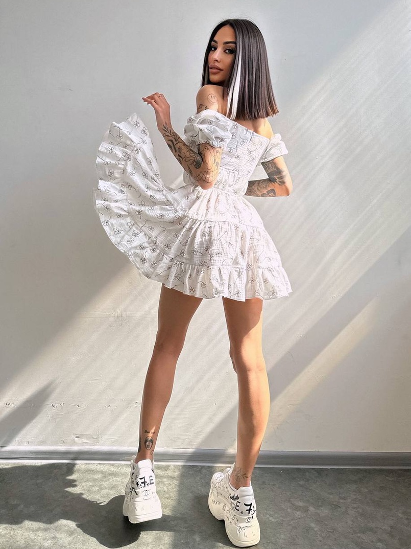 Муслинова сукня з принтом | PUSHKA SHOP