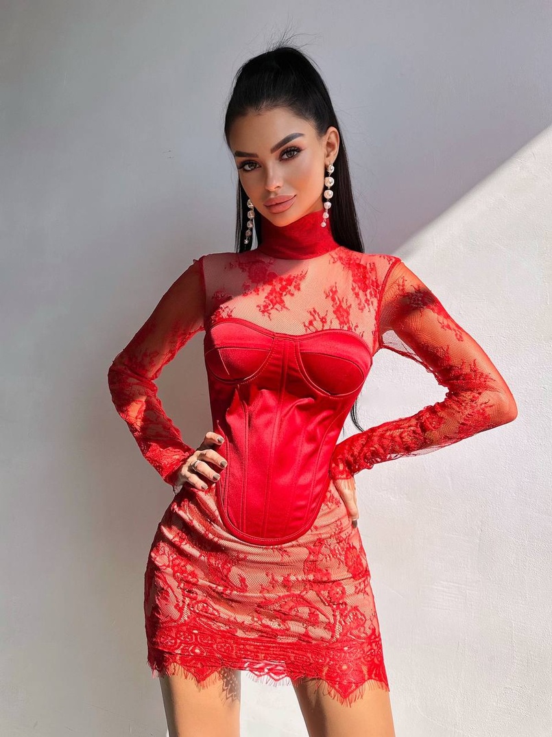 Комплект: мереживна сукня міні + корсет  | PUSHKA SHOP