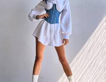 Приталена сорочка + корсет декорований камінцями Ручна робота Приталена сорочка + корсет декорований камінцями Ручна робота | PUSHKA SHOP