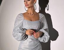 Сяючий комплект: корсет + спідниця міні з драпіруванням  | PUSHKA SHOP