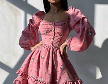 Лялькова сукня з пишною спідницею та корсетним верхом з ніжним квітковим принтом  | PUSHKA SHOP