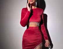 Оксамитовий комплект, декорований бахромою зі страз | PUSHKA SHOP